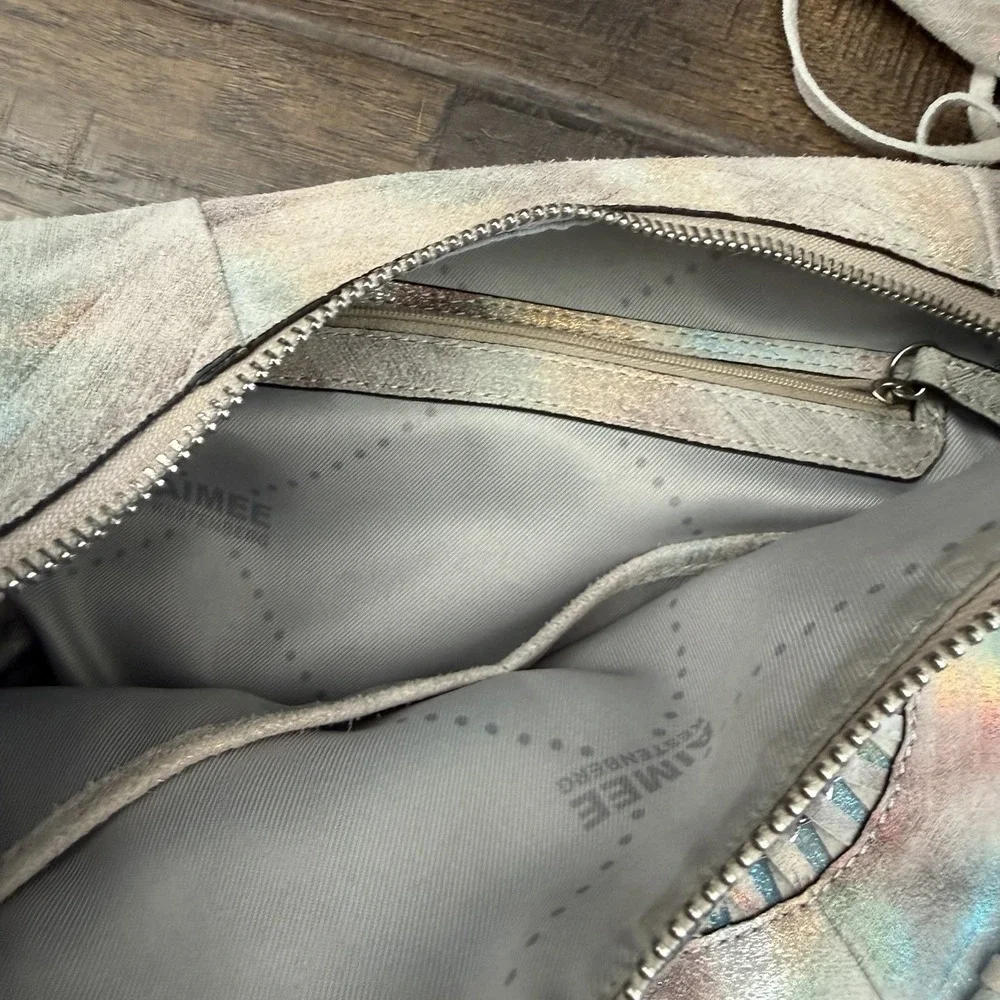 Aimee Kestenberg Rainbow Iridescent Leather Hobo Bag NWOT Boho Hippie Genny